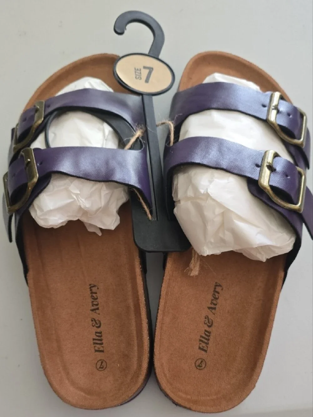 Purple Double-Buckle Slide Sandal